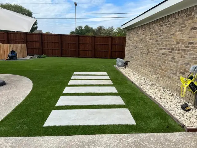 Turf Lawn Stone Walkway Richardson Tx V3